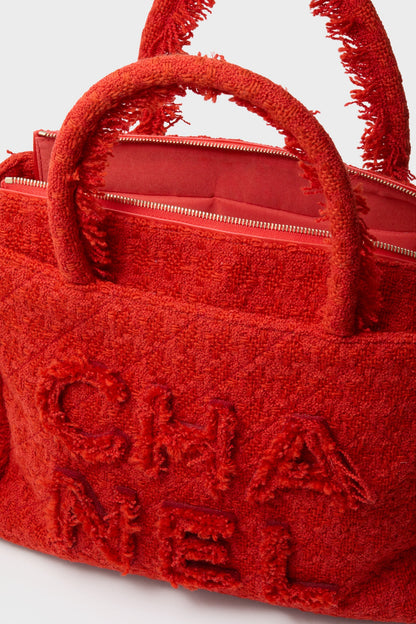 CHANEL Red Zipped Shopper Tote
