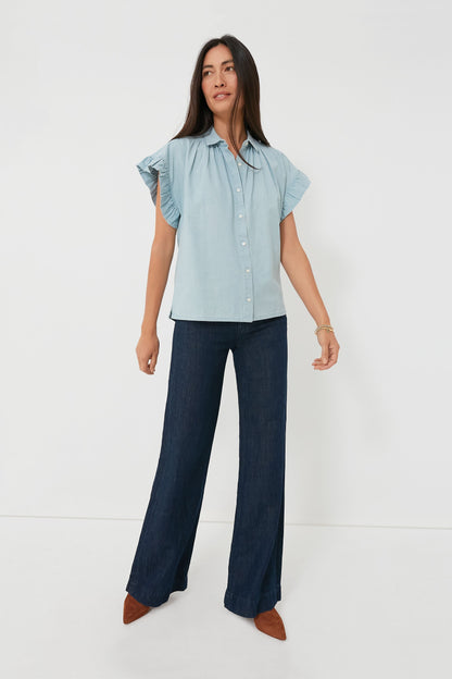 Chambray Marianne B Ruffle Sleeve Shirt