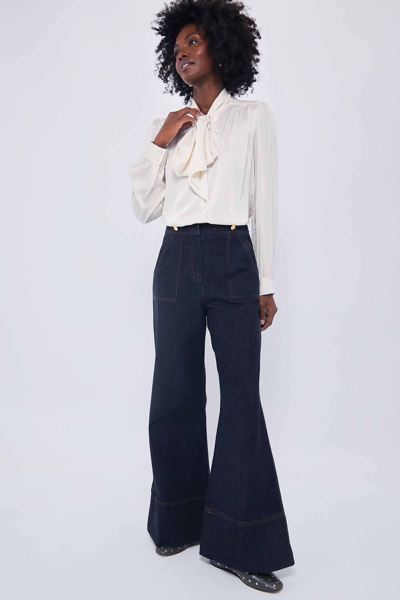 Dark Denim Wide Leg Palladian Pant
