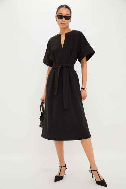 Black Double Face Flannel Gianna Dress
