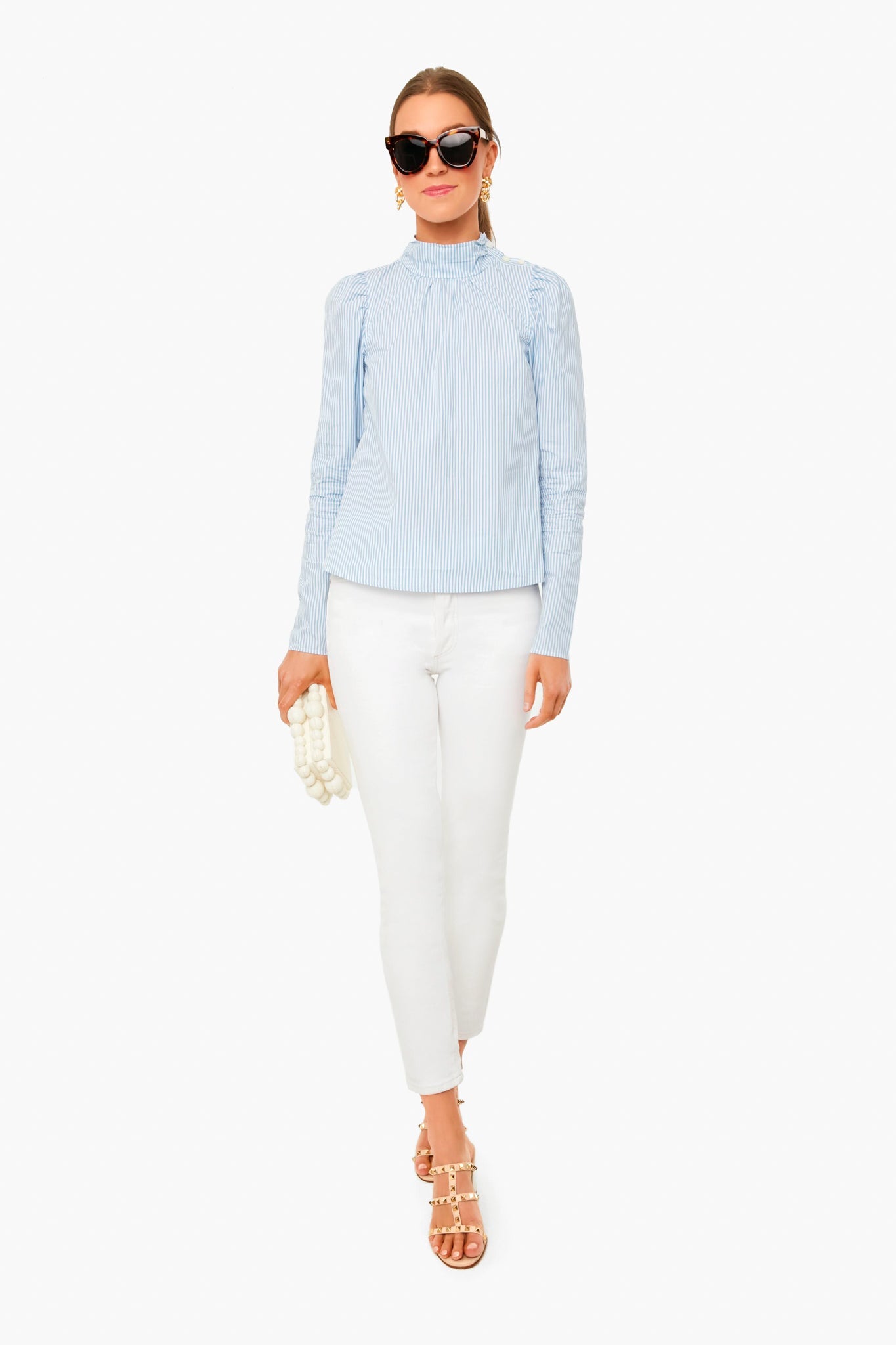 Freshwater Stripe Louella Oxford Shoulder Placket Blouse