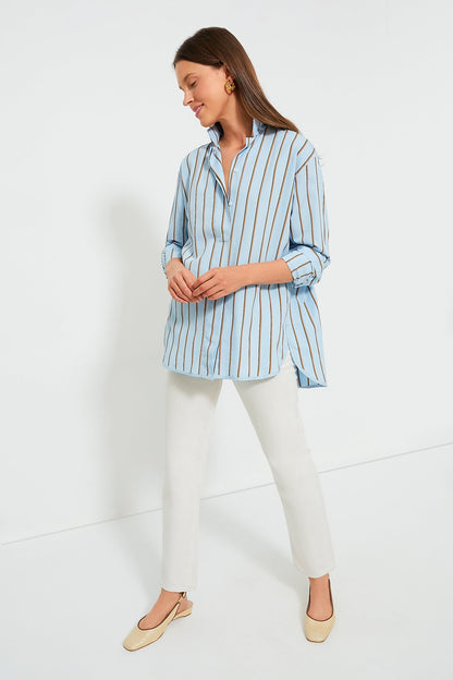 Celeste and Camel Robert Stripes Top
