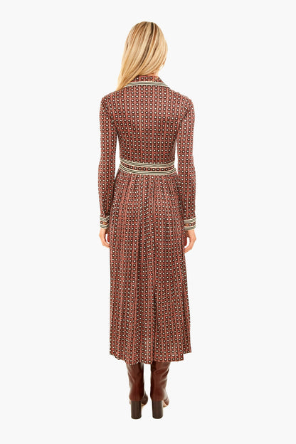 Sun Geo Silky Knit Shirt Dress