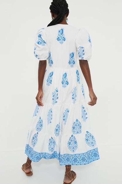 Laguna Blue Puff Sleeve Maxi Dress