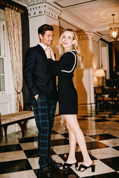 Black Katharine Diamante Embroidery Cutout Mini Dress