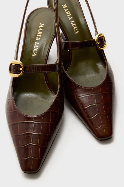 Dark Brown Natalia Sling Back Heels