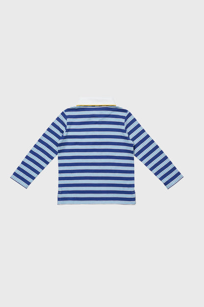 Navy Twin Stripe Parker Polo