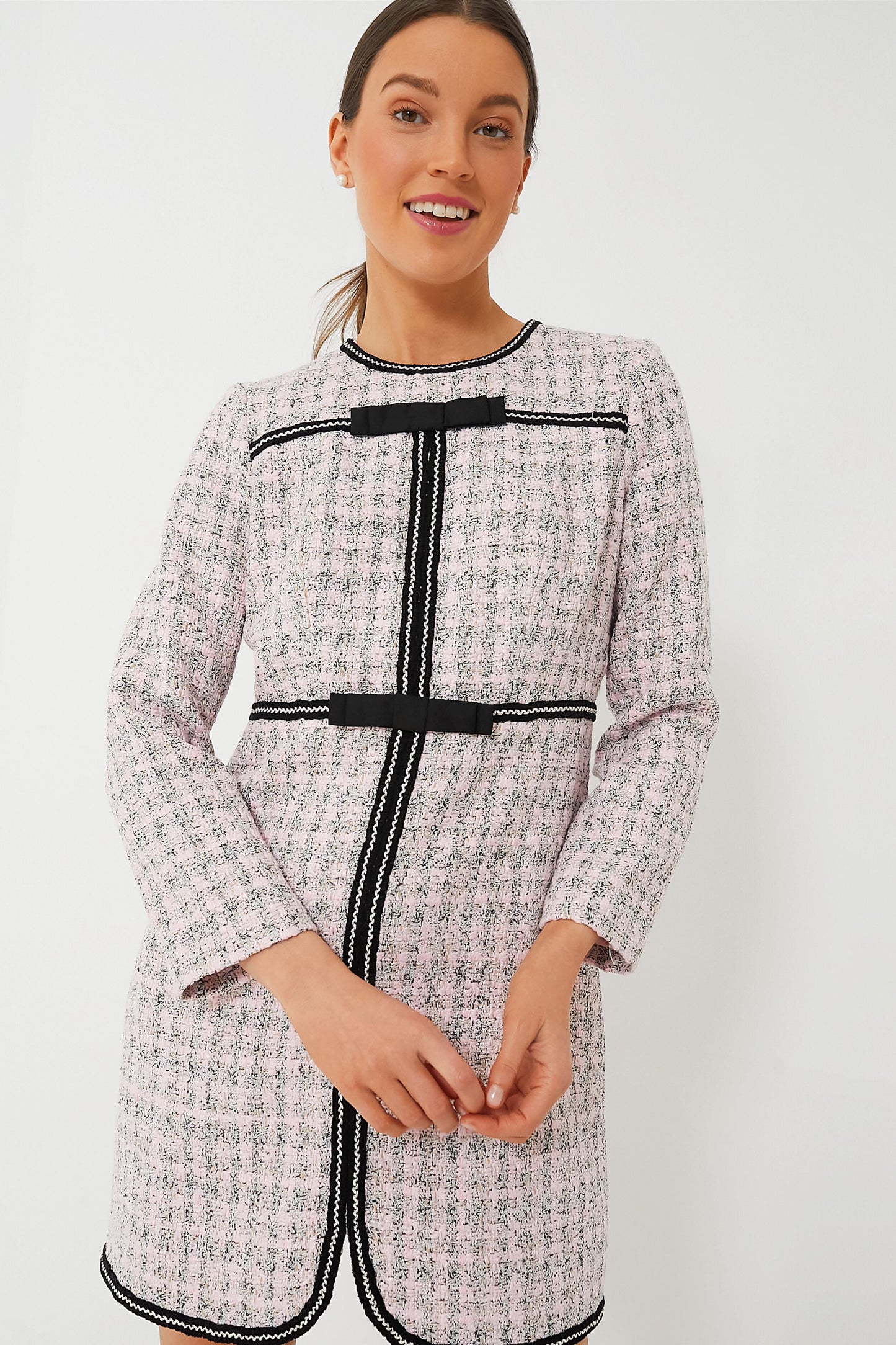 Pink Bow Tweed Brigitta Dress
