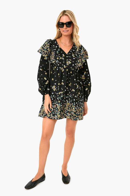 Black Multi Floral Field of Dreams Mini Dress