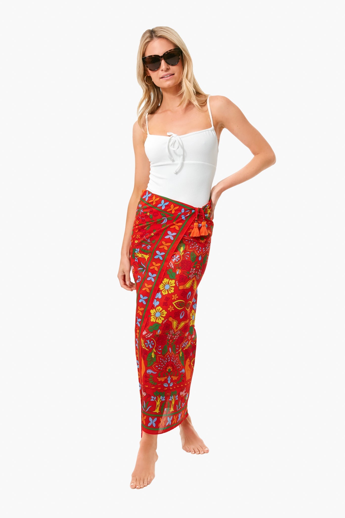 Red Cat Printed Pareo