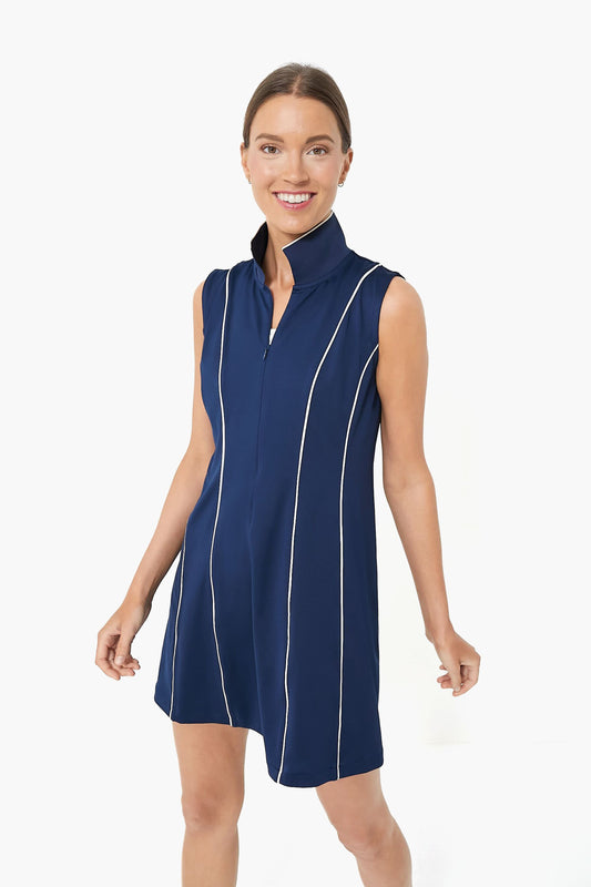 Navy Roxana Half Zip Golf Dress