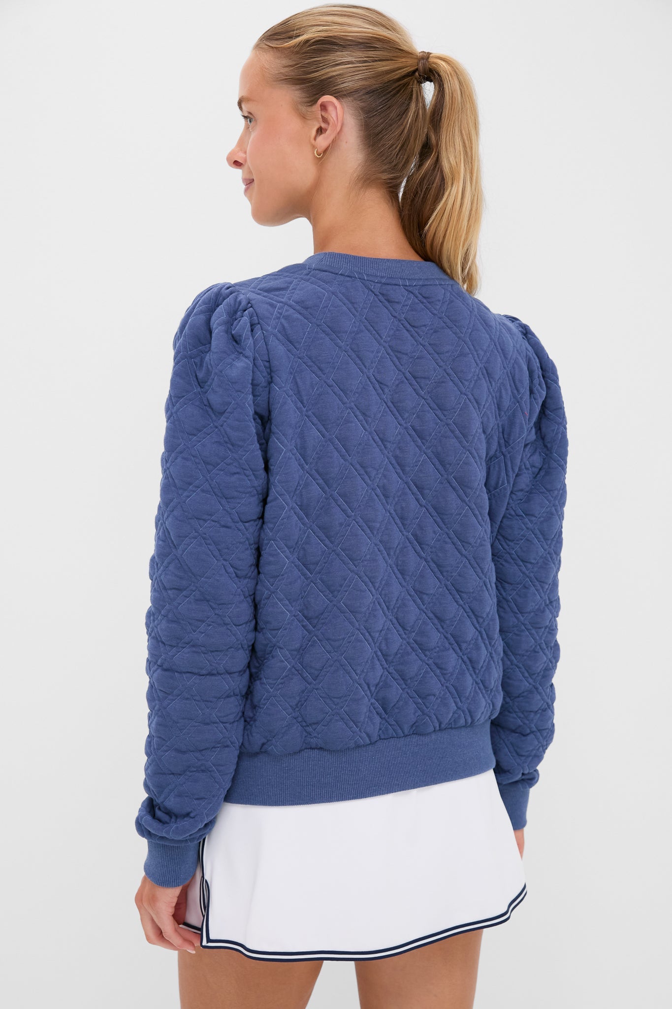 Indigo Puff Sleeve Quilted Stretch Campbell Pullover