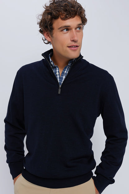 Navy Gamlan Half Zip Sweater