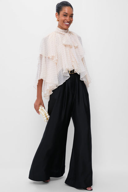 Cream Dot Hypnotic Cascading Blouse