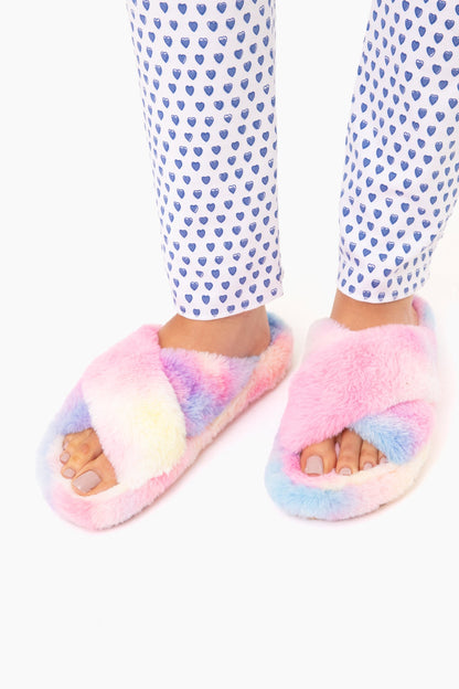 Pink Multi Fuzed Slippers