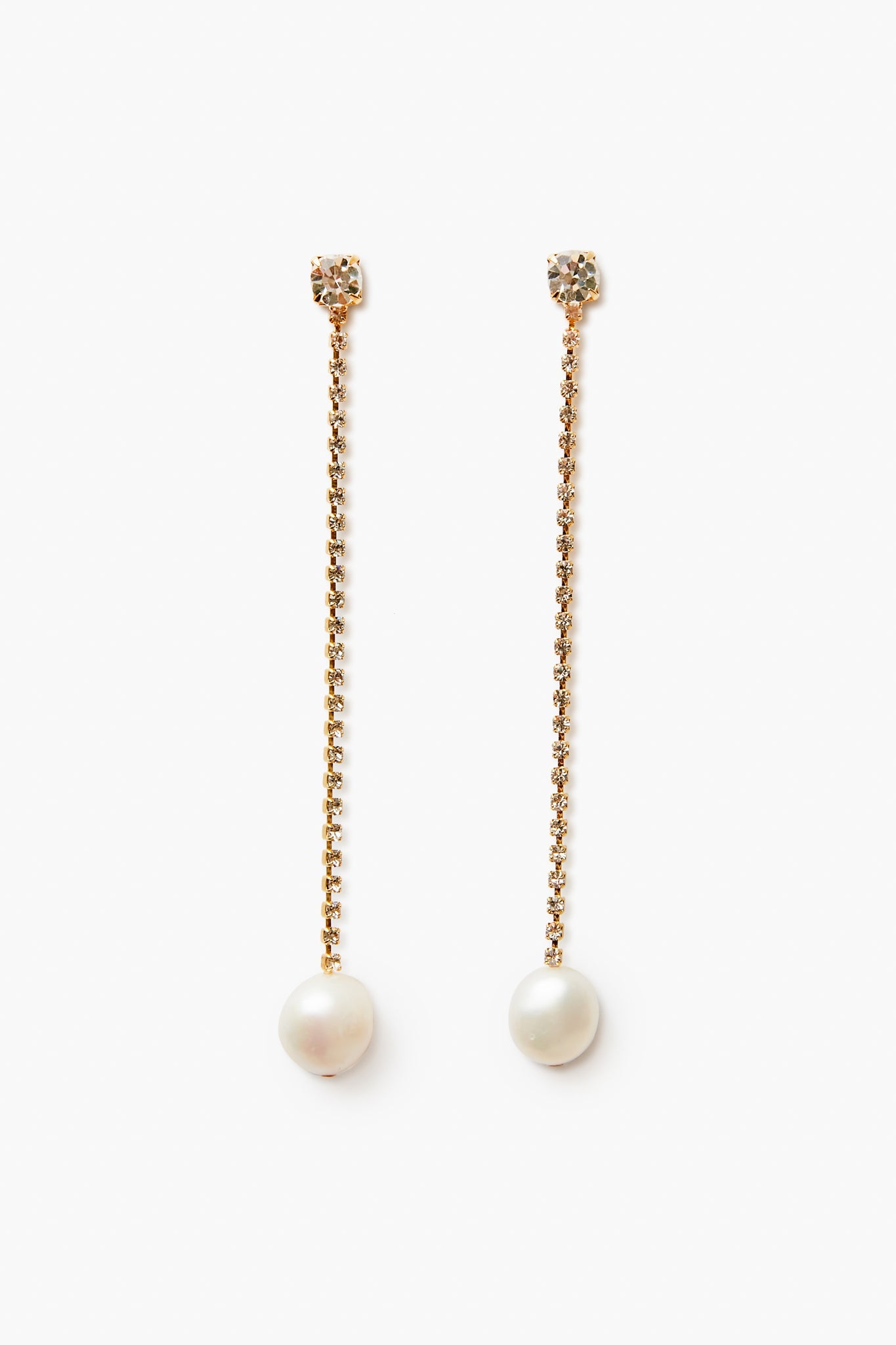 Pearl Rhinestone Chain Earrings