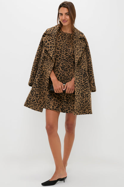 Leopard Brushed Wool Sleeveless Rhoda Dress