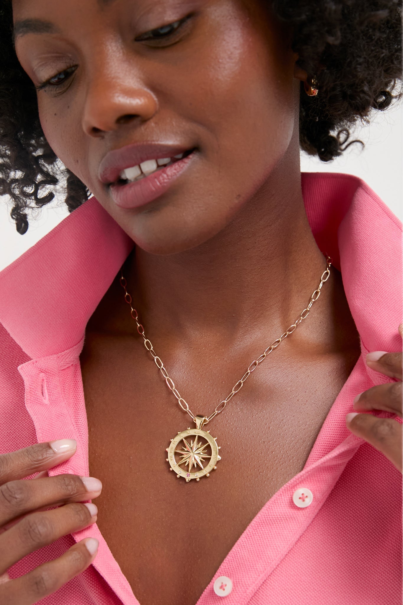 Gold Forever Sundial Cutout Coin Pendant