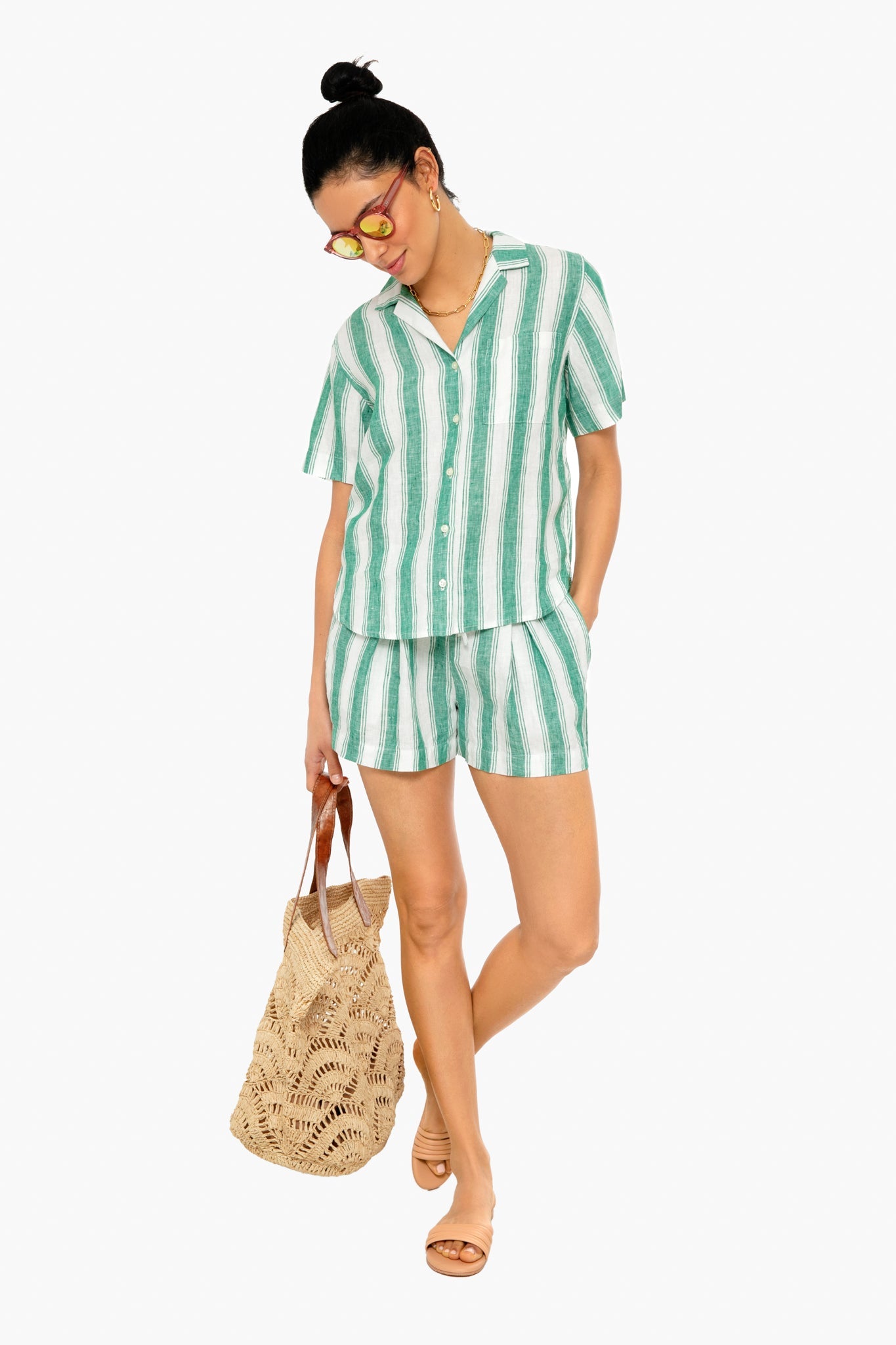 Green Awning Stripe Margot Shirt