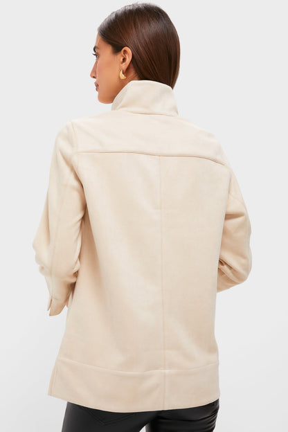 Bone Suede Margot Stand Collar Blouse