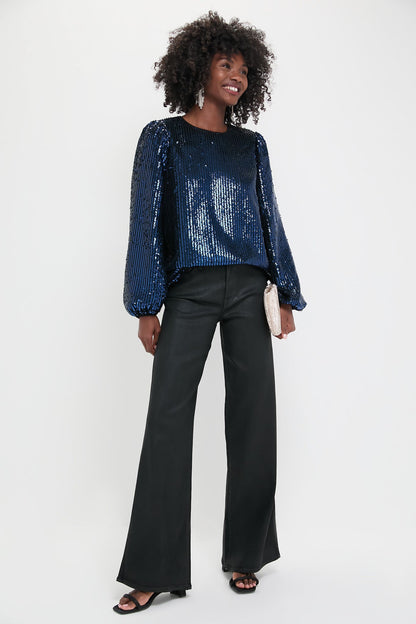 Navy and Black Sequin Katy Blouse