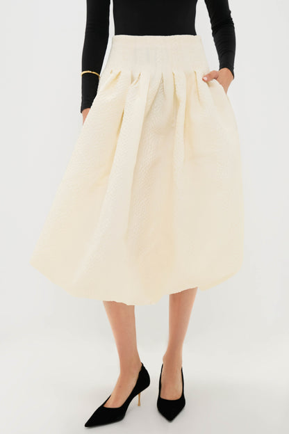 Cream Fayetta Embossed Bubble Skirt