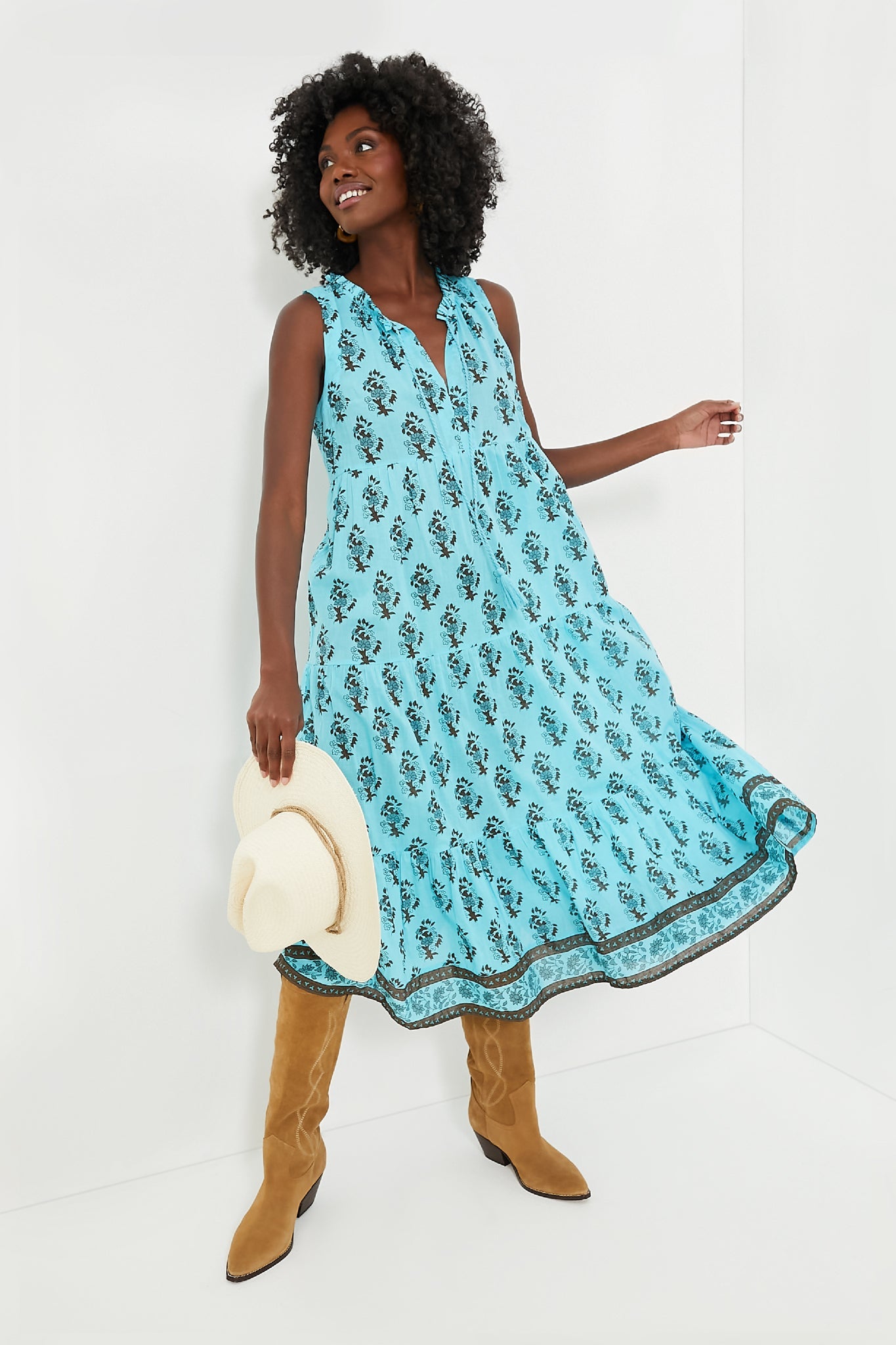 Tropical Turquoise Bouquet Salty Paloma Caftan