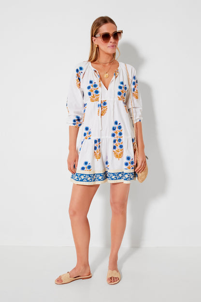 Cornflower Blue Poppy Print Joci Dress