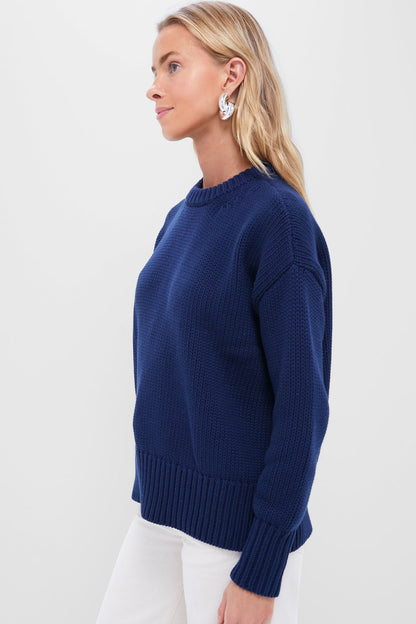 Navy Cotton Cliff Crewneck Sweater