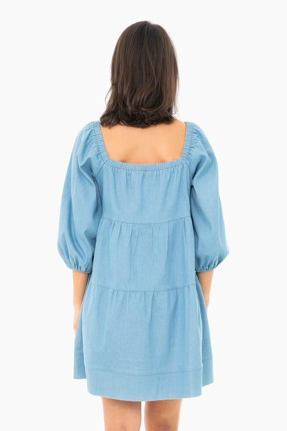 Chambray Square Neck Dress