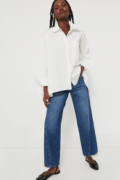 White Cotton Cape Button Down