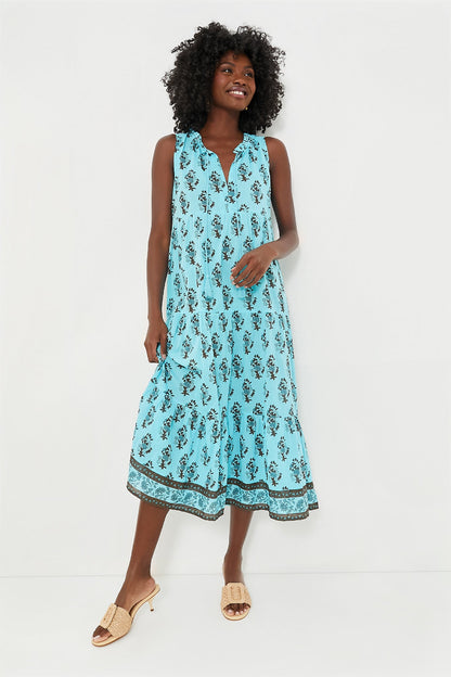 Tropical Turquoise Bouquet Salty Paloma Caftan