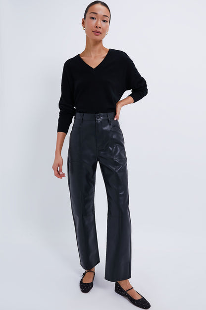 Black Emma Cashmere Boyfriend Crewneck