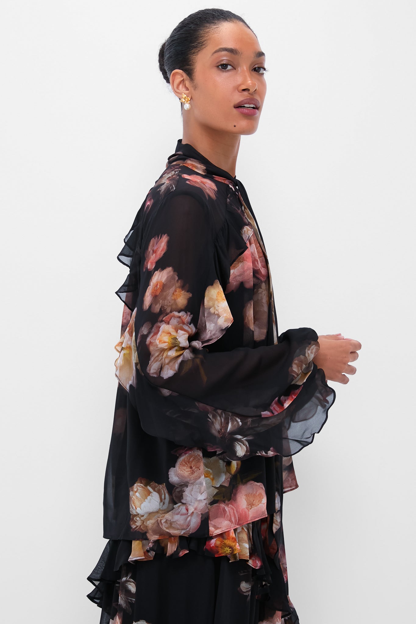 Russet Floral Hypnotic Flutter Blouse