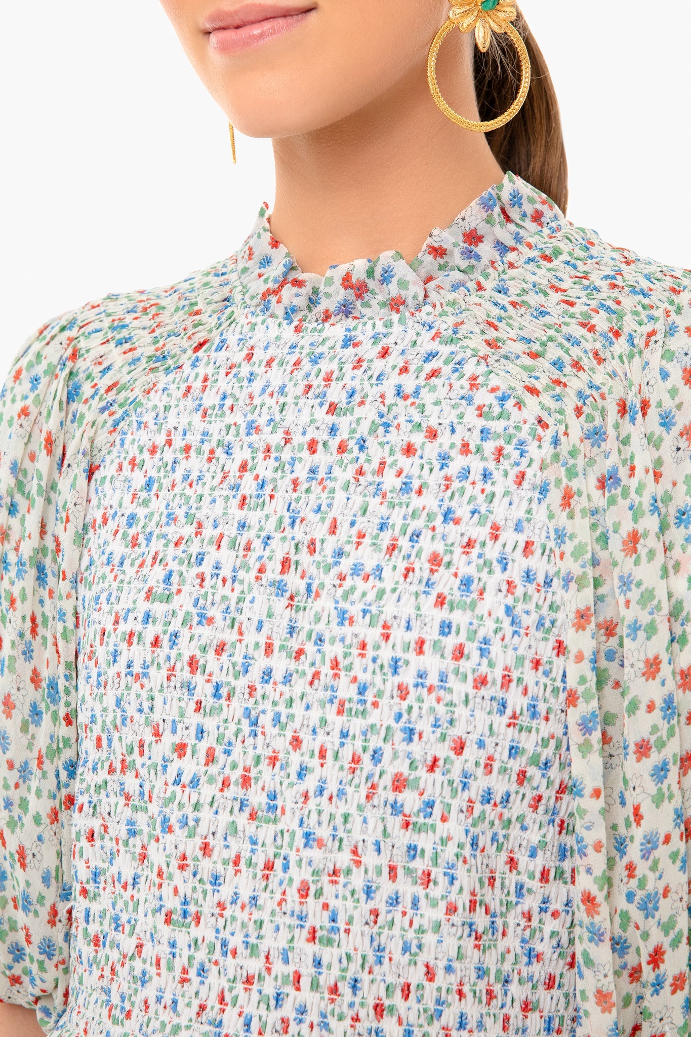 Multi Bubbie Ditsy Bubble Sleeve Maxi