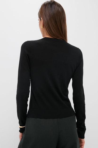 Black Cashmere Silk Long Sleeve Katie Tee