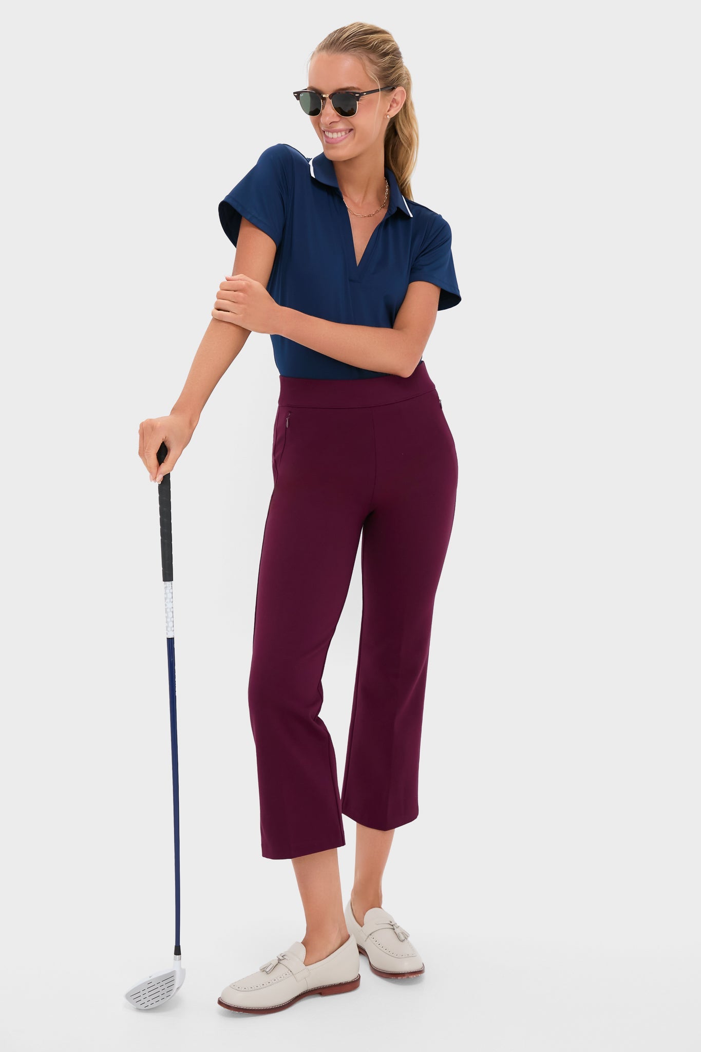 Navy Short Sleeve Performance Jersey Caroline Polo