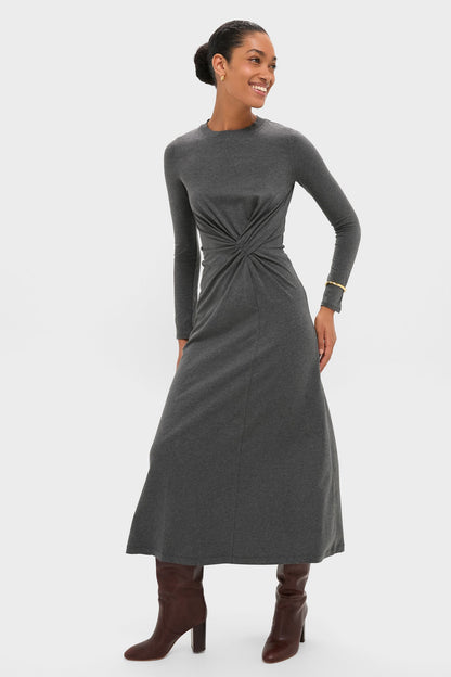 Heathered Charcoal Long Sleeve Volta Dress