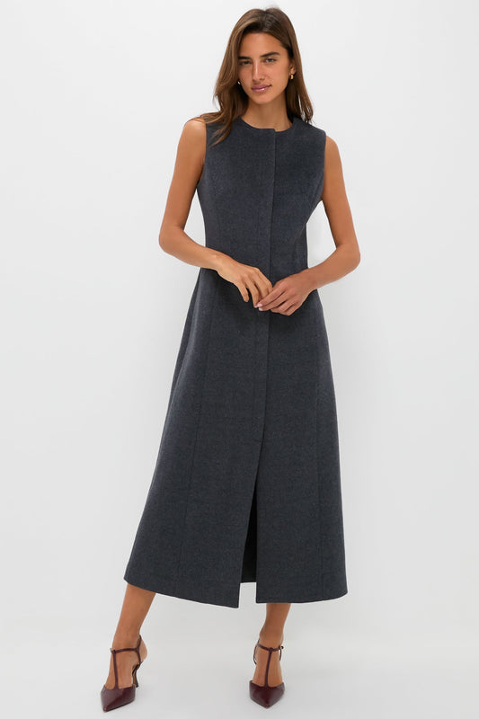 Gray Wool Rhoda Midi Dress