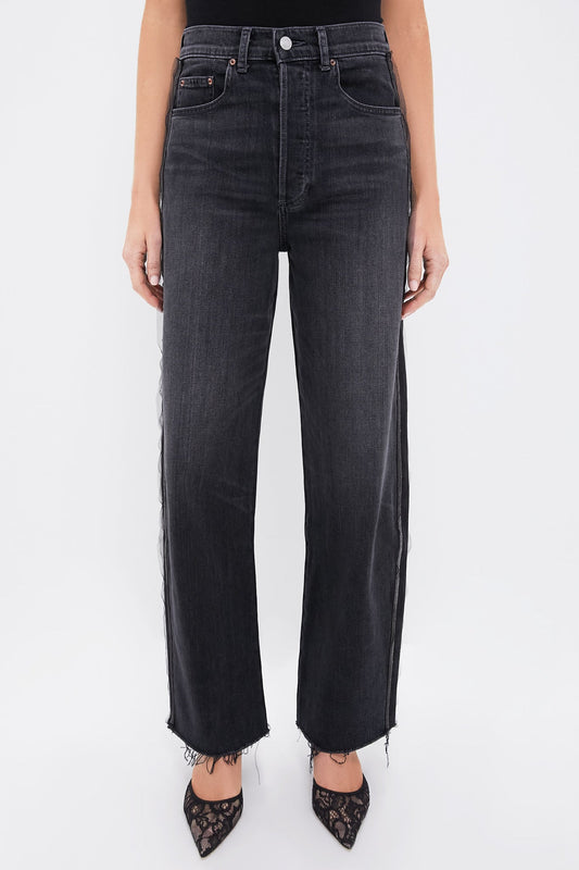 Vintage Charcoal Beaded Tux Stripe Nomad Jean