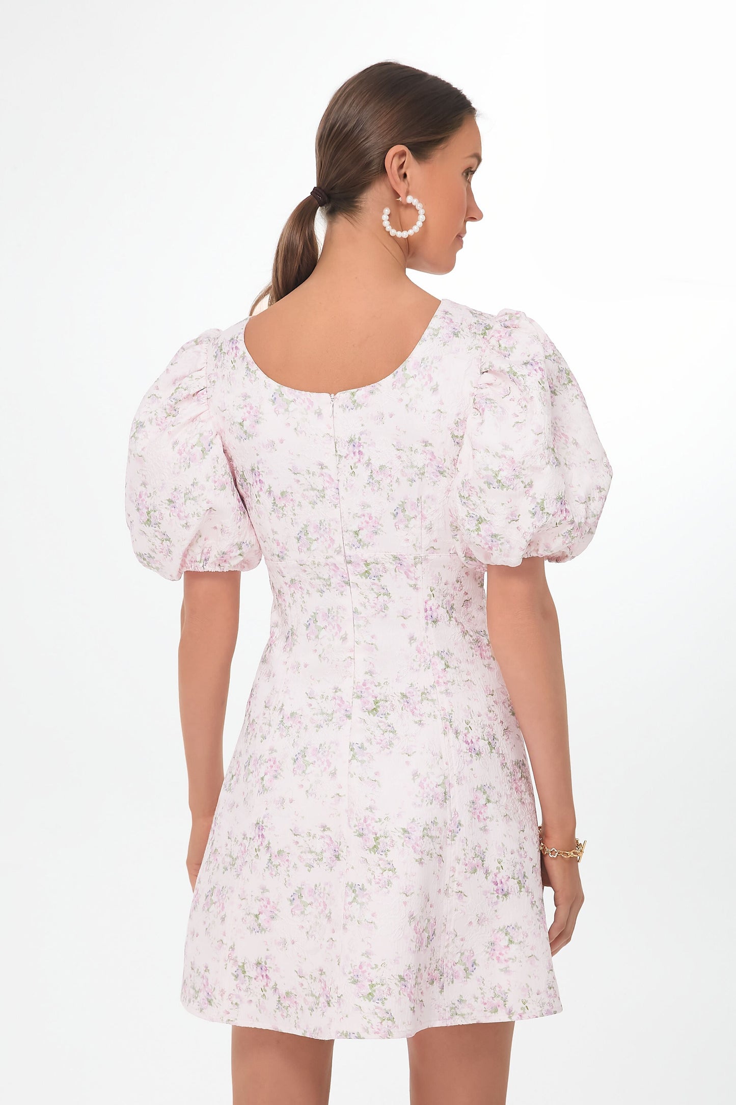 Pink Jacquard Empire Ella Mini Dress