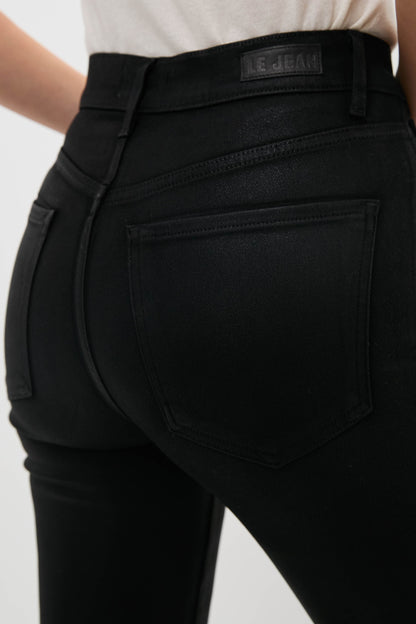 Black Coated High Rise Gigi Skinny Flare
