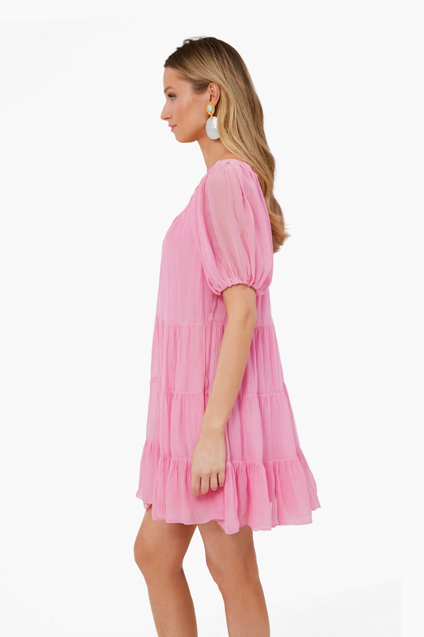 Flamingo Pink Tiered Dress