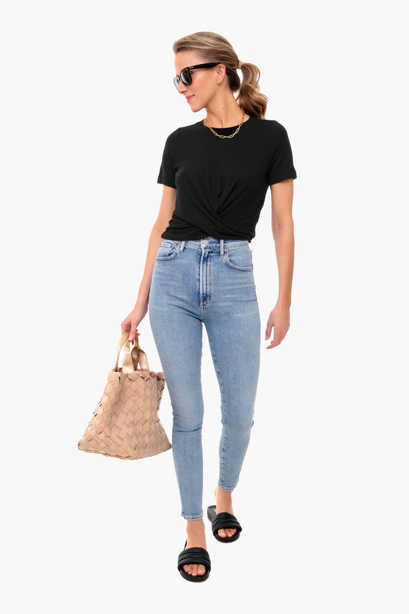 Black Lexi Twist Front Tee
