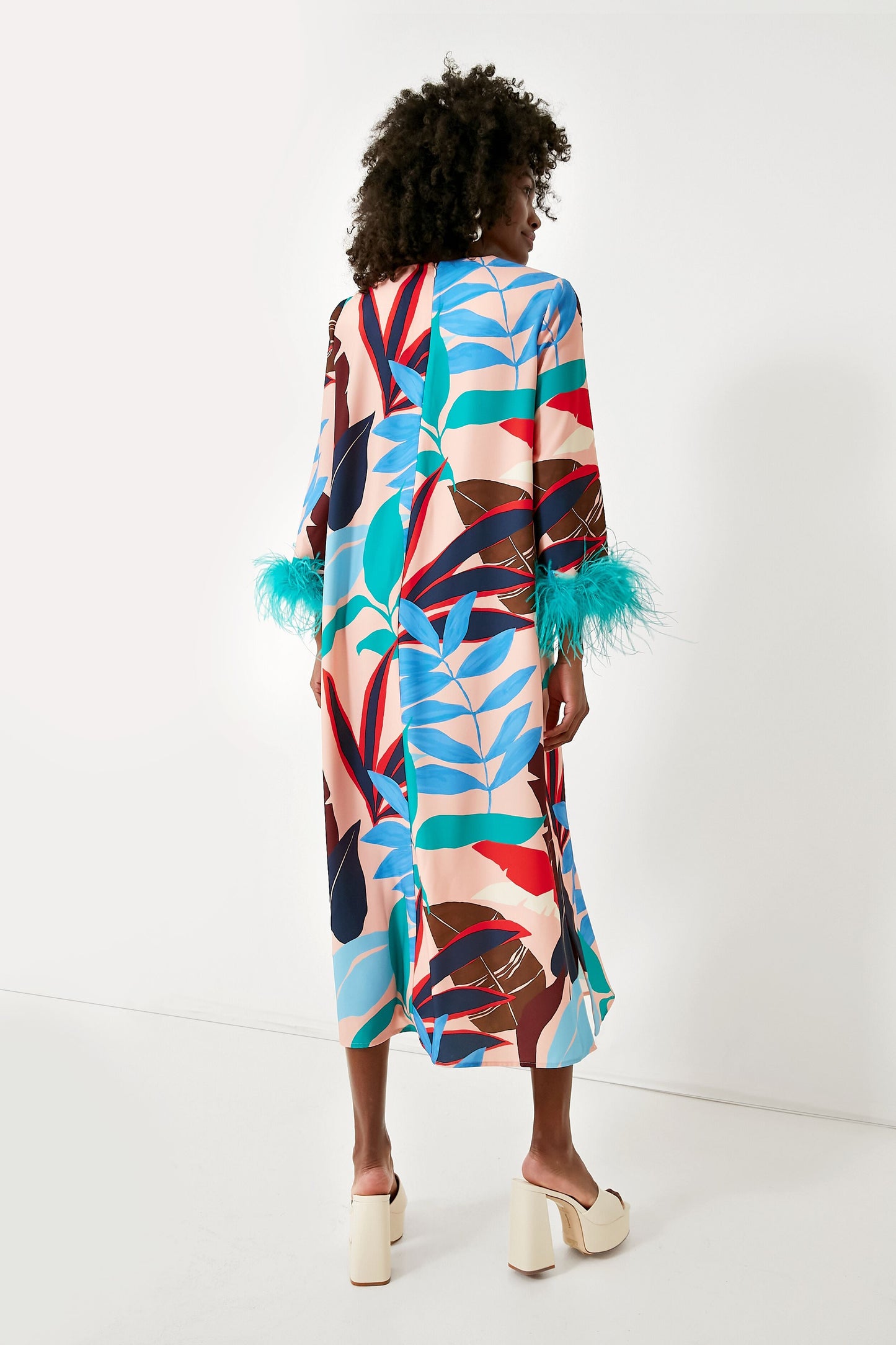 Vibrant Palm Feather Jamie Dress