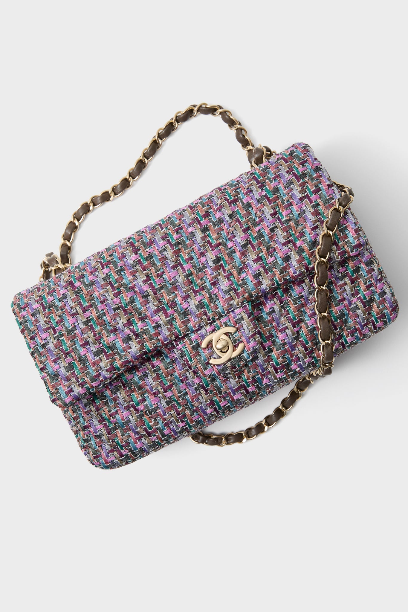 CHANEL Multicolor Pink Purple Soft Diagonal Pattern Classic 25 Crossbody