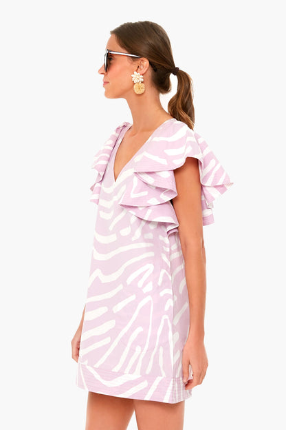 Zebra Lilac Flirty V-Neck Dress