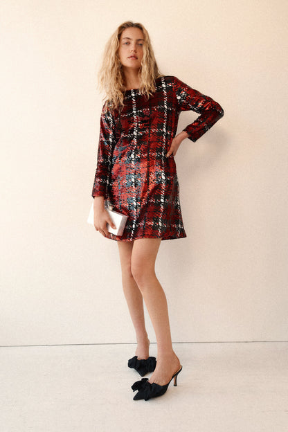 Red Sequin Pierre Dress