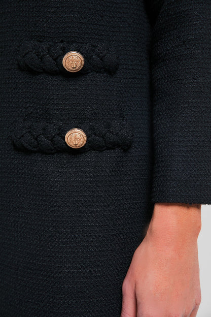 Black Tweed Long Sleeve Jackie Dress