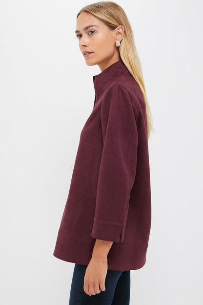 Winetasting Suede Margot Stand Collar Blouse